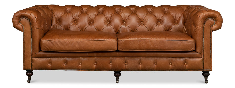 American Home Furniture | Sarreid - Tufted English Club Sofa - Vienna Brown