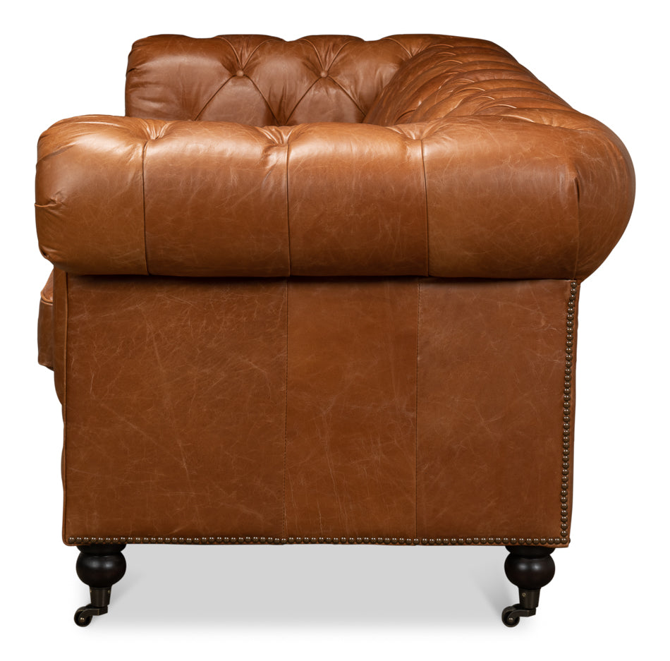 American Home Furniture | Sarreid - Tufted English Club Sofa - Vienna Brown