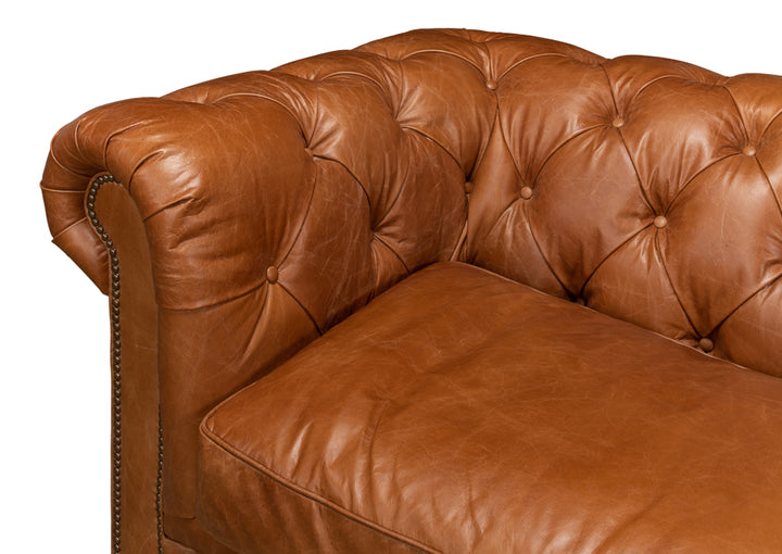 American Home Furniture | Sarreid - Tufted English Club Sofa - Vienna Brown