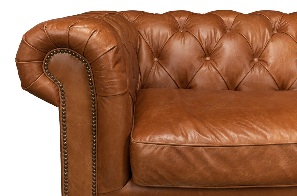 American Home Furniture | Sarreid - Tufted English Club Sofa - Vienna Brown