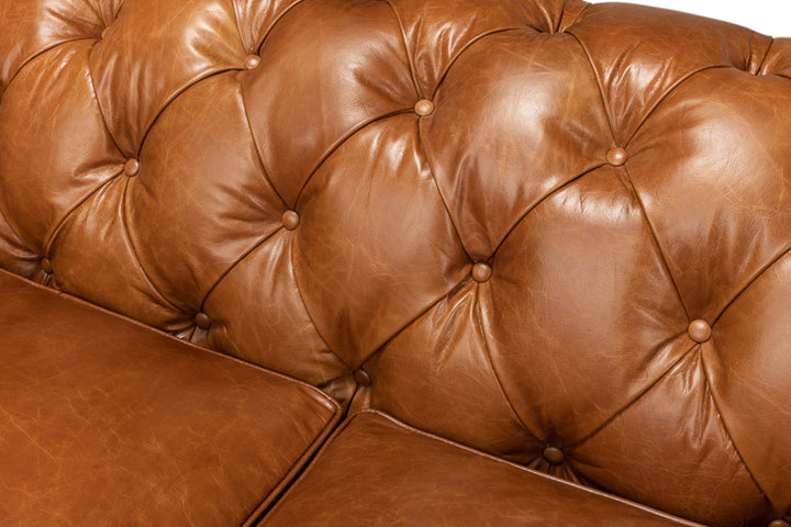 American Home Furniture | Sarreid - Tufted English Club Sofa - Cuba Brown