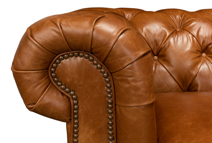 American Home Furniture | Sarreid - Tufted English Club Sofa - Cuba Brown