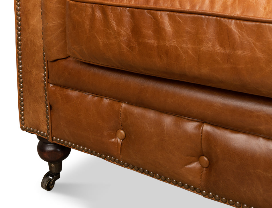 American Home Furniture | Sarreid - Tufted English Club Sofa - Cuba Brown