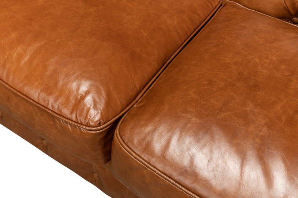 American Home Furniture | Sarreid - Tufted English Club Sofa - Cuba Brown