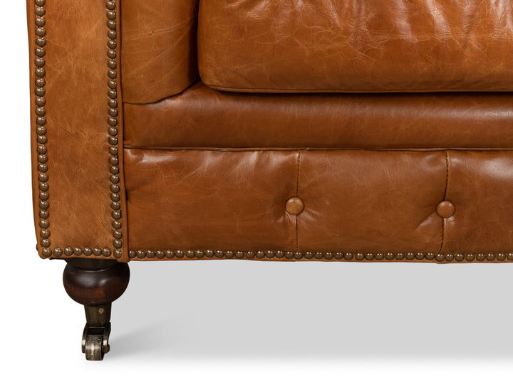 American Home Furniture | Sarreid - Tufted English Club Sofa - Cuba Brown