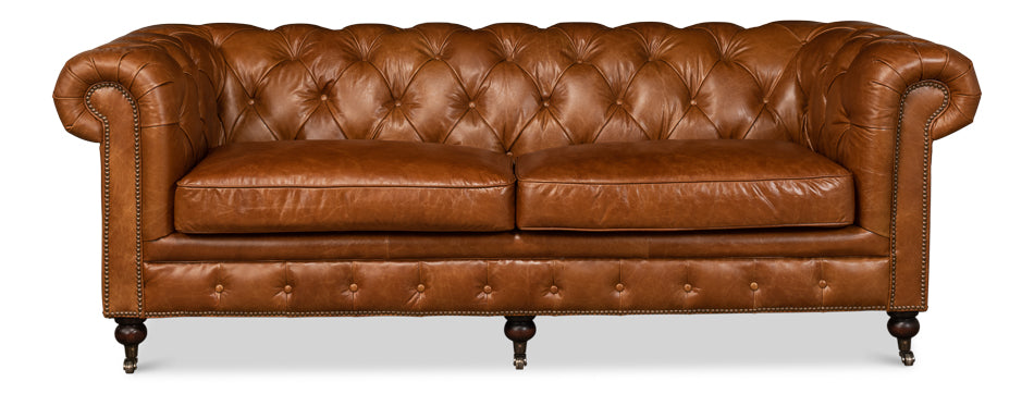 American Home Furniture | Sarreid - Tufted English Club Sofa - Cuba Brown