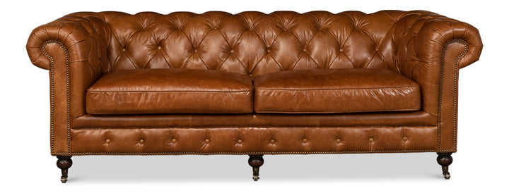 American Home Furniture | Sarreid - Tufted English Club Sofa - Cuba Brown