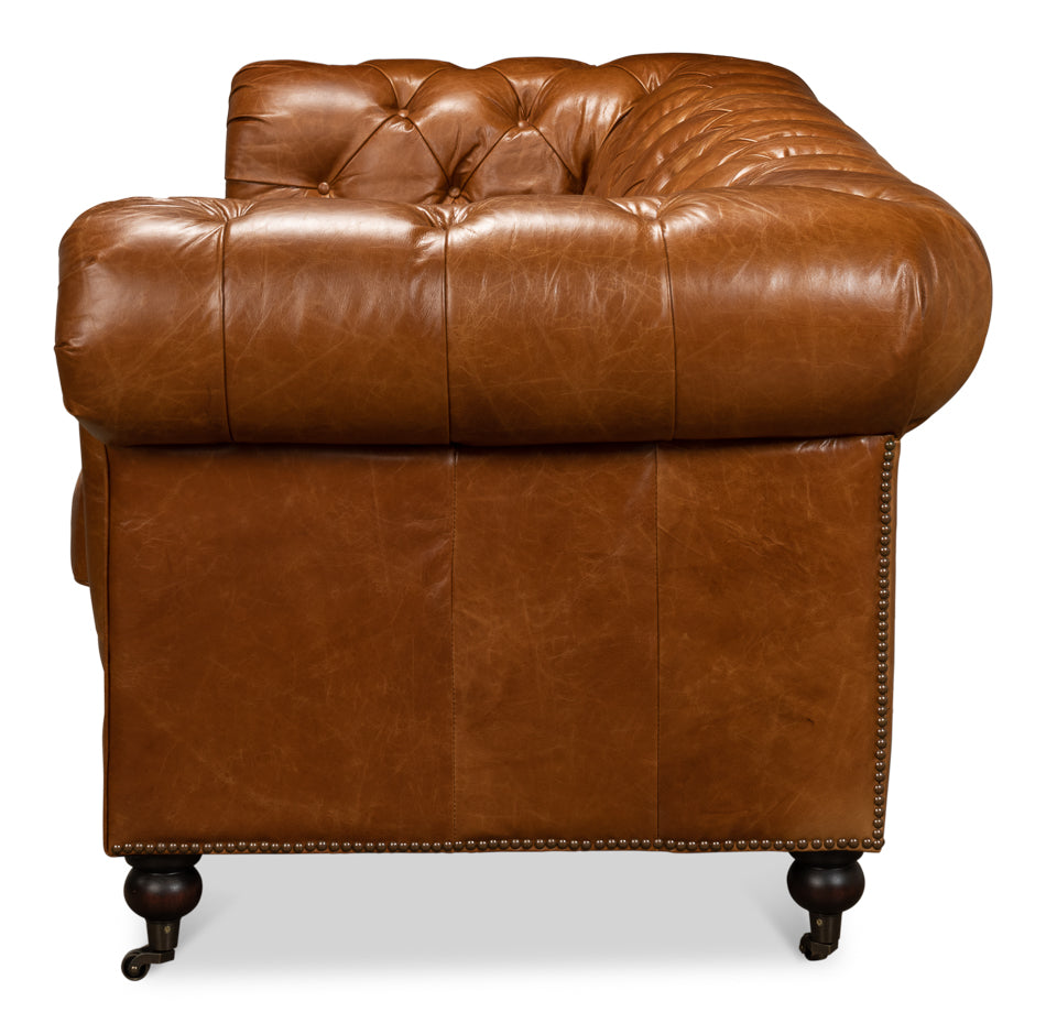 American Home Furniture | Sarreid - Tufted English Club Sofa - Cuba Brown