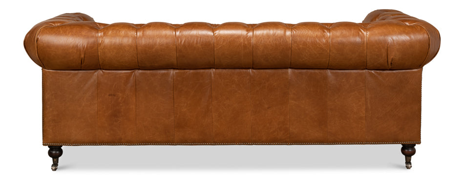 American Home Furniture | Sarreid - Tufted English Club Sofa - Cuba Brown