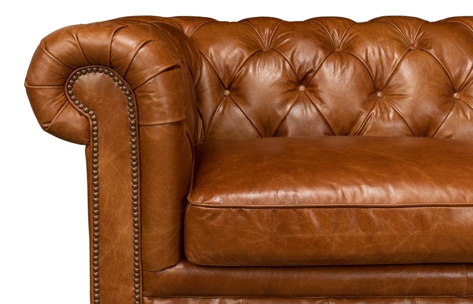 American Home Furniture | Sarreid - Tufted English Club Sofa - Cuba Brown