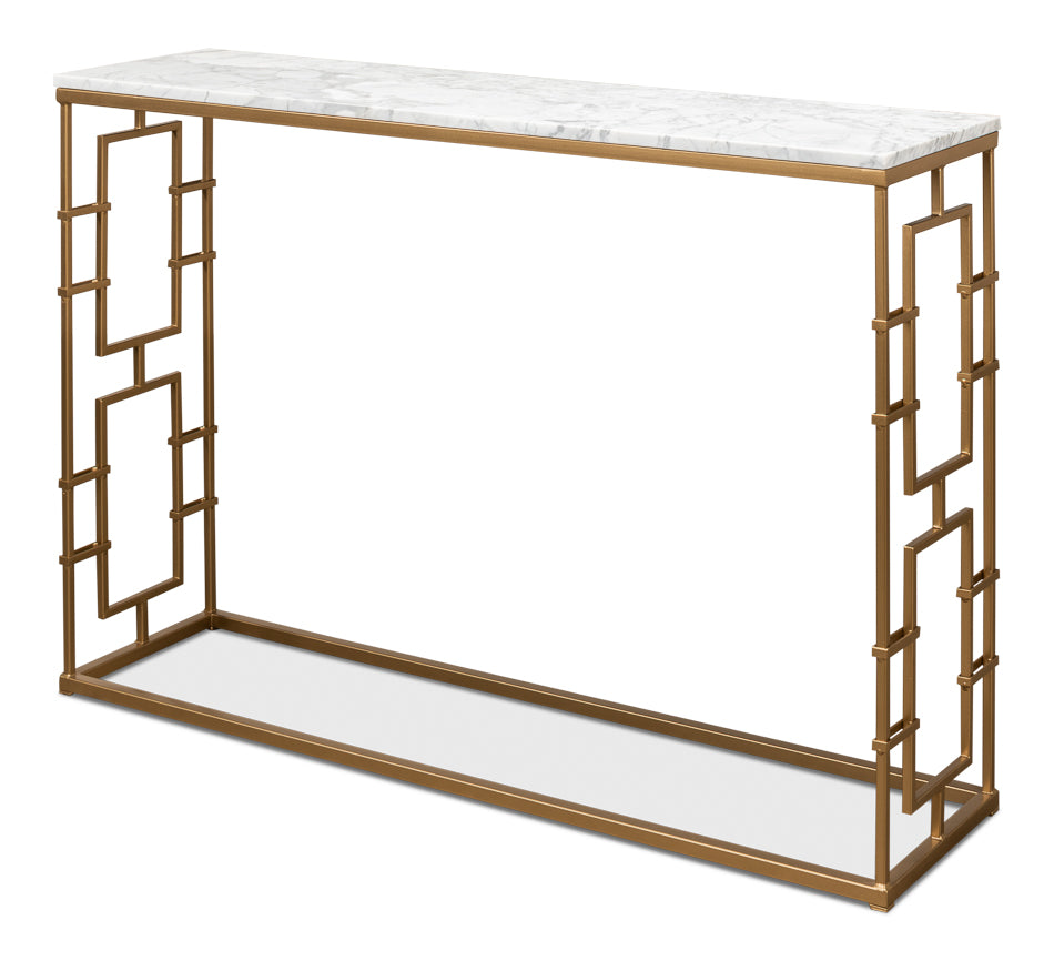 American Home Furniture | Sarreid - Brass Gate Console Table