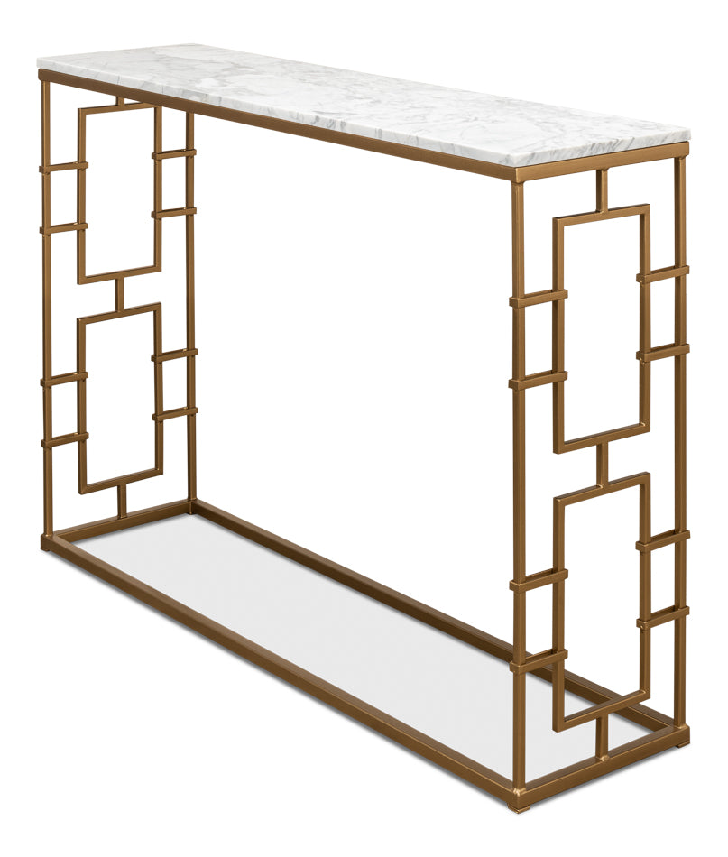 American Home Furniture | Sarreid - Brass Gate Console Table