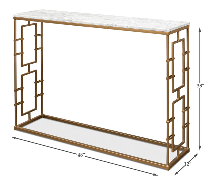 American Home Furniture | Sarreid - Brass Gate Console Table