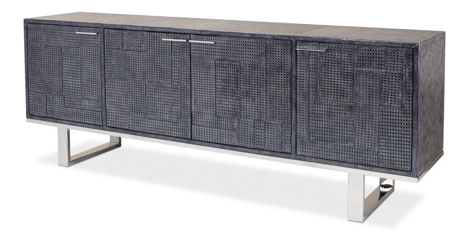 American Home Furniture | Sarreid - Bronzini Credenza - Embossed Blue/Grey