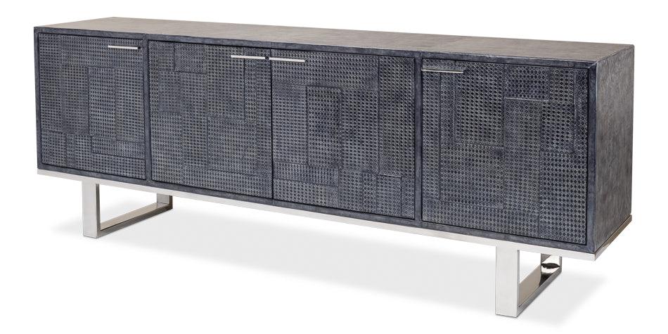 Sarreid Bronzini Credenza - Embossed Blue/Grey SIDEBOARDS + CREDENZAS