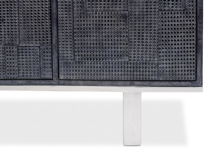 American Home Furniture | Sarreid - Bronzini Credenza - Embossed Blue/Grey