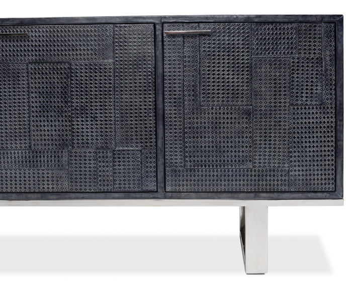 American Home Furniture | Sarreid - Bronzini Credenza - Embossed Blue/Grey