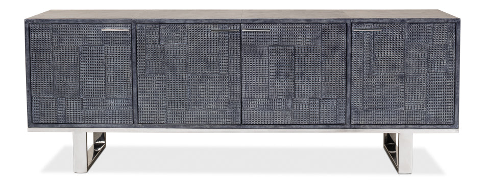 American Home Furniture | Sarreid - Bronzini Credenza - Embossed Blue/Grey