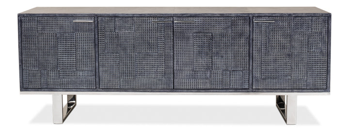 American Home Furniture | Sarreid - Bronzini Credenza - Embossed Blue/Grey