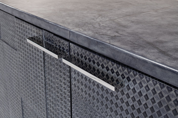 American Home Furniture | Sarreid - Bronzini Credenza - Embossed Blue/Grey