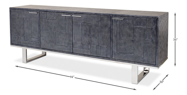 American Home Furniture | Sarreid - Bronzini Credenza - Embossed Blue/Grey