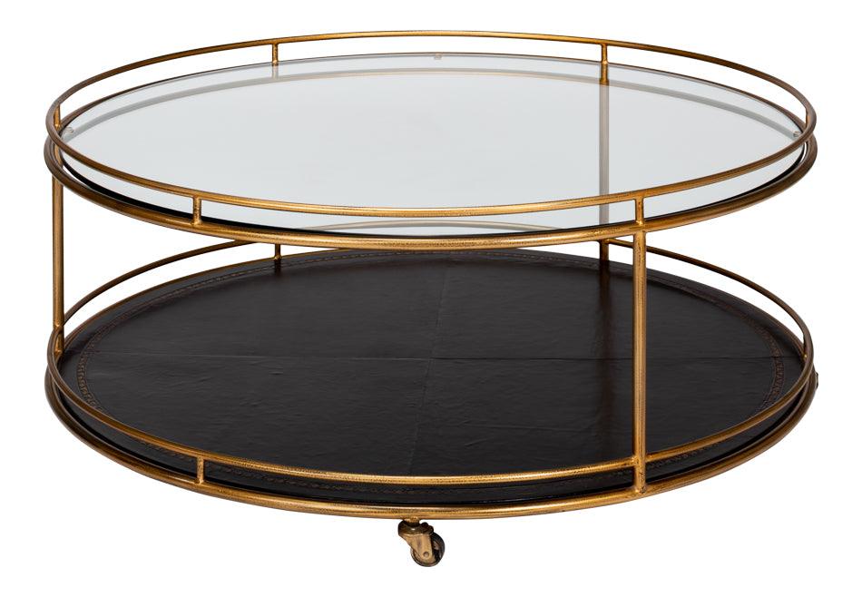 Sarreid Trolley Round Cocktail Table COFFEE TABLES