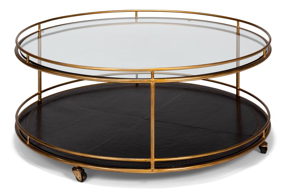Sarreid Trolley Round Cocktail Table COFFEE TABLES
