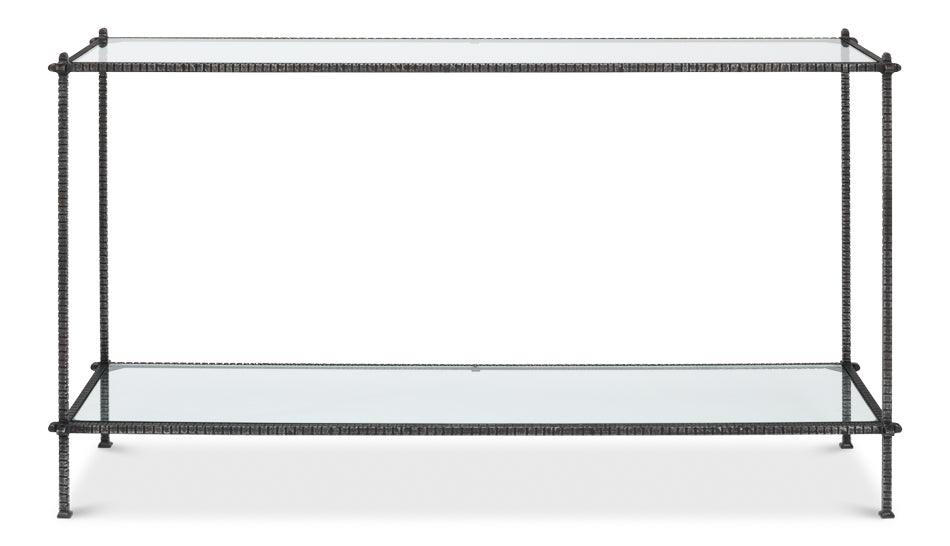Sarreid Hand Chased Iron Console Tble - Glass Top CONSOLE TABLES