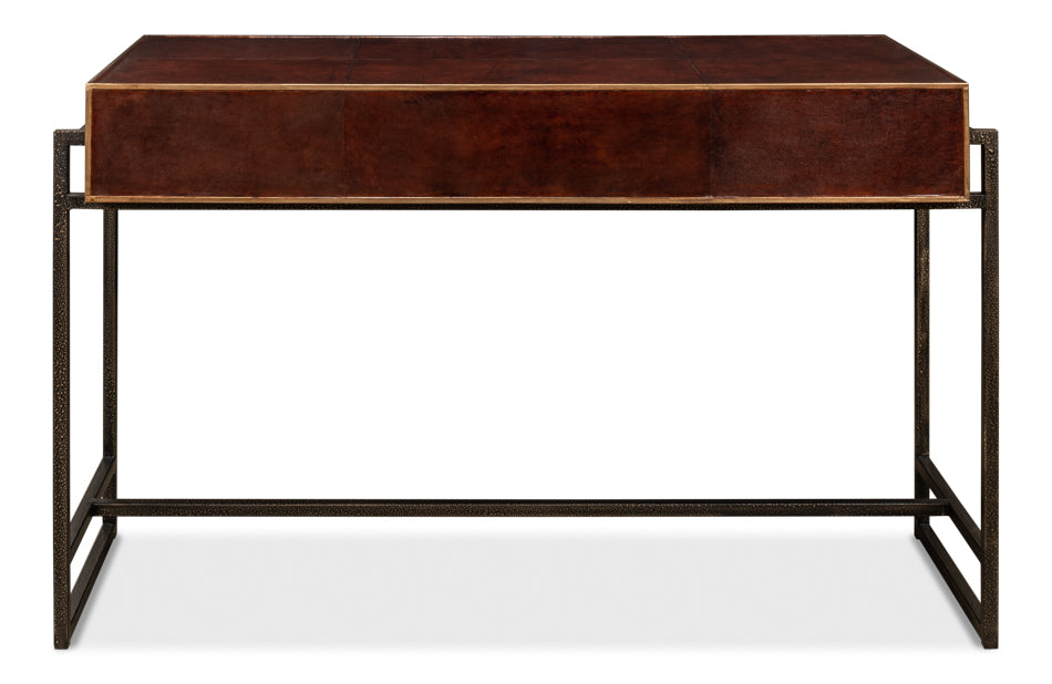 American Home Furniture | Sarreid - Old Brown Leather Desk