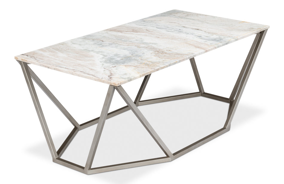 American Home Furniture | Sarreid - Trapezoid Coffee Table - Marble Top