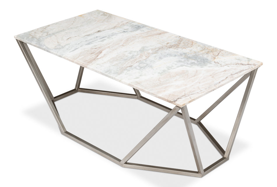 American Home Furniture | Sarreid - Trapezoid Coffee Table - Marble Top