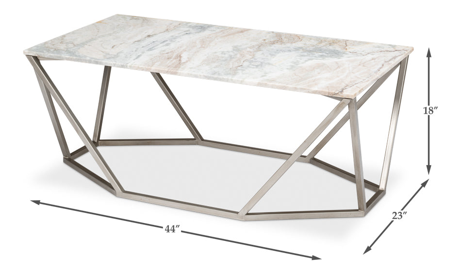 American Home Furniture | Sarreid - Trapezoid Coffee Table - Marble Top