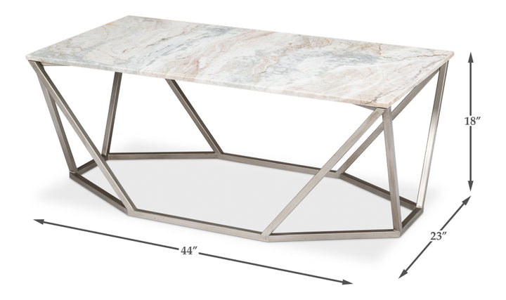 American Home Furniture | Sarreid - Trapezoid Coffee Table - Marble Top