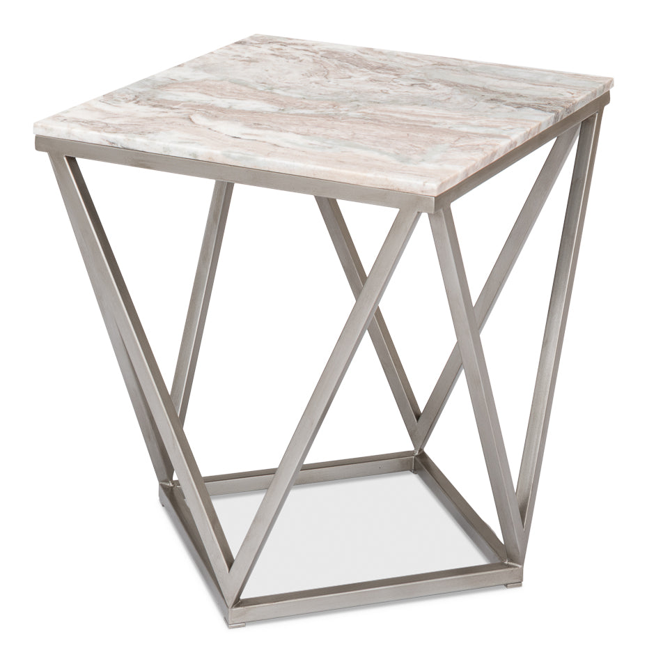 American Home Furniture | Sarreid - Trapezoid Side Table - Marble Top