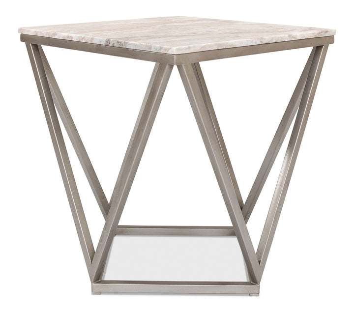 American Home Furniture | Sarreid - Trapezoid Side Table - Marble Top