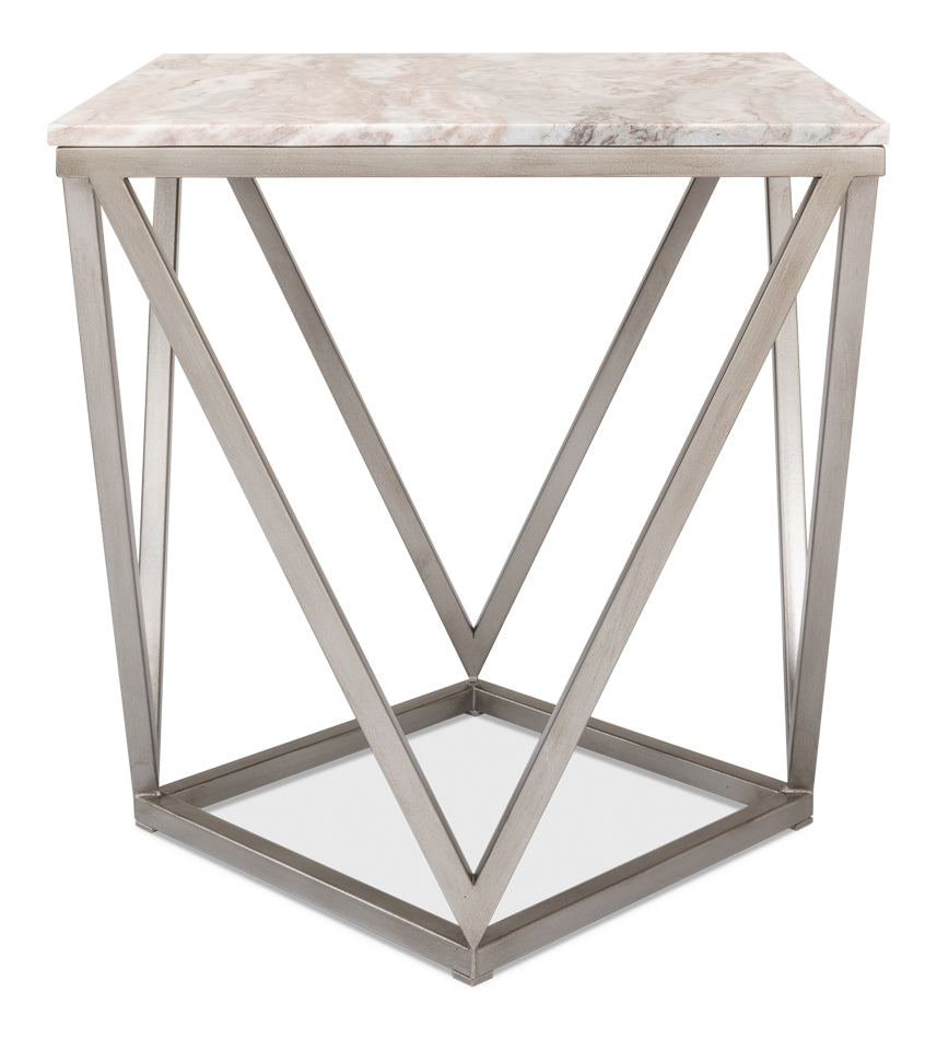 American Home Furniture | Sarreid - Trapezoid Side Table - Marble Top