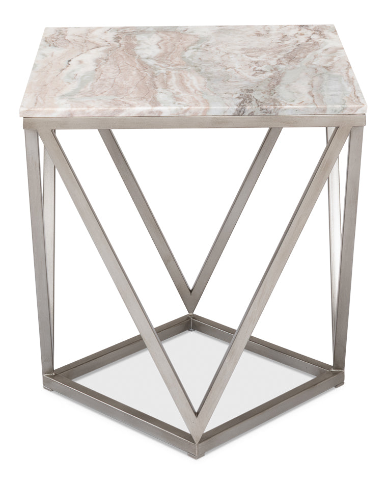 American Home Furniture | Sarreid - Trapezoid Side Table - Marble Top