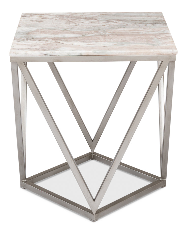 American Home Furniture | Sarreid - Trapezoid Side Table - Marble Top