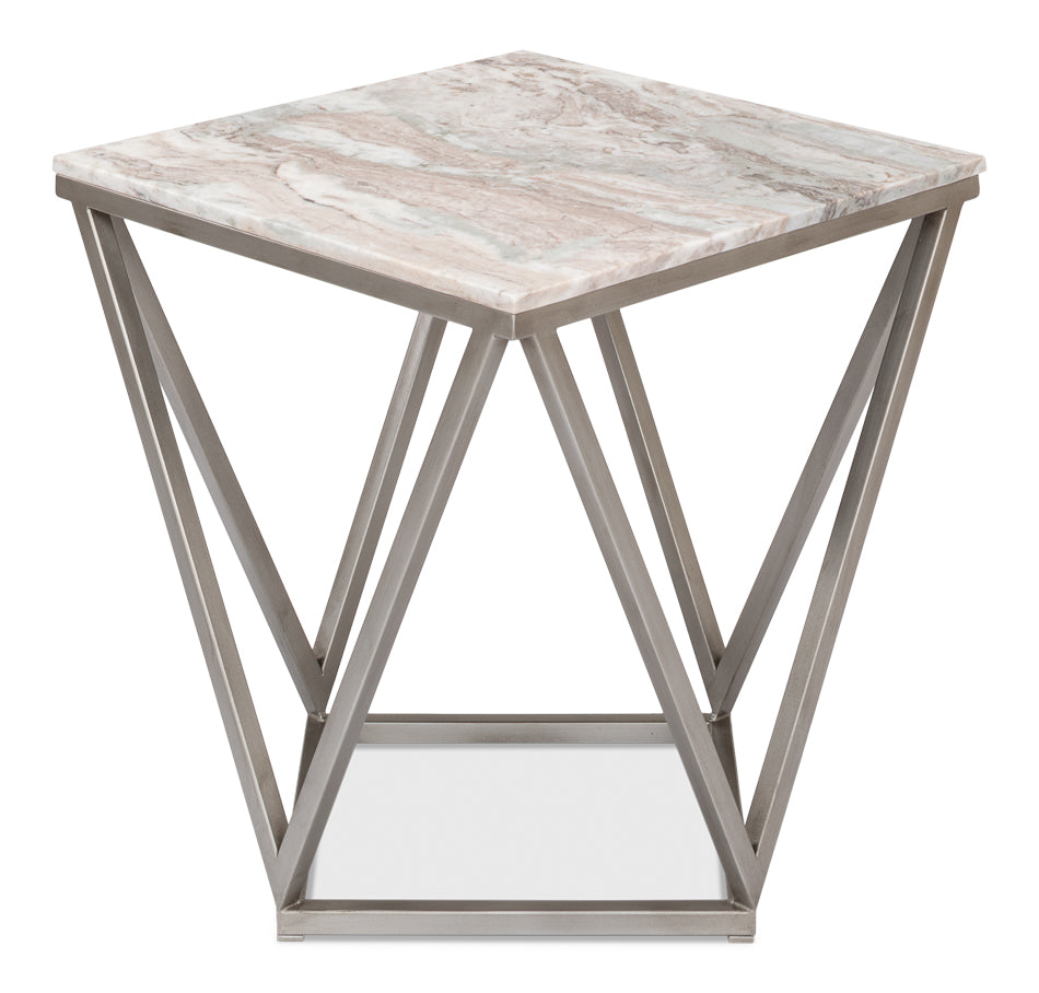 American Home Furniture | Sarreid - Trapezoid Side Table - Marble Top