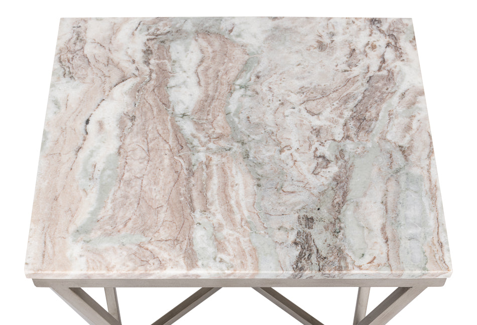 American Home Furniture | Sarreid - Trapezoid Side Table - Marble Top