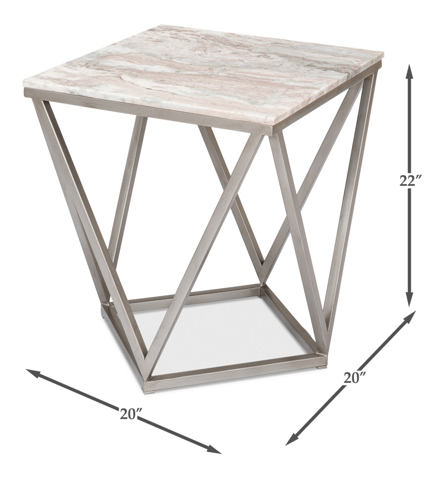 American Home Furniture | Sarreid - Trapezoid Side Table - Marble Top