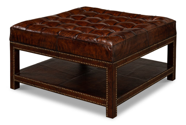 American Home Furniture | Sarreid - Vintage Tufted Ottoman