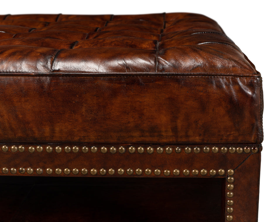 American Home Furniture | Sarreid - Vintage Tufted Ottoman