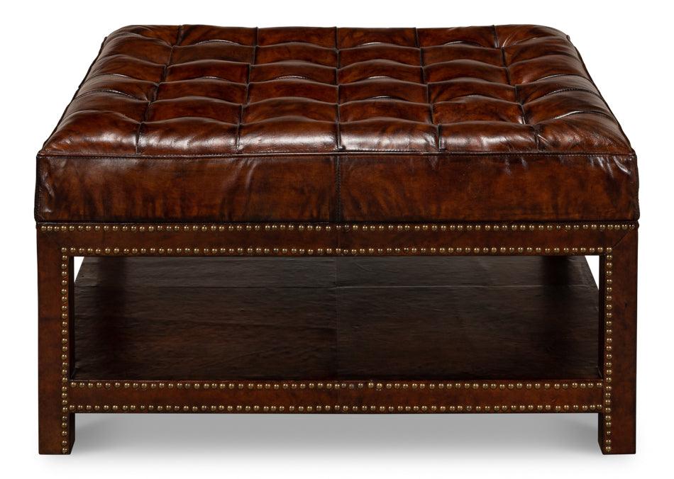 Sarreid Vintage Tufted Ottoman OTTOMANS, POUFS, + STOOLS