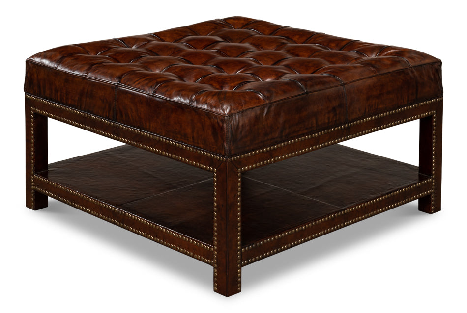 American Home Furniture | Sarreid - Vintage Tufted Ottoman