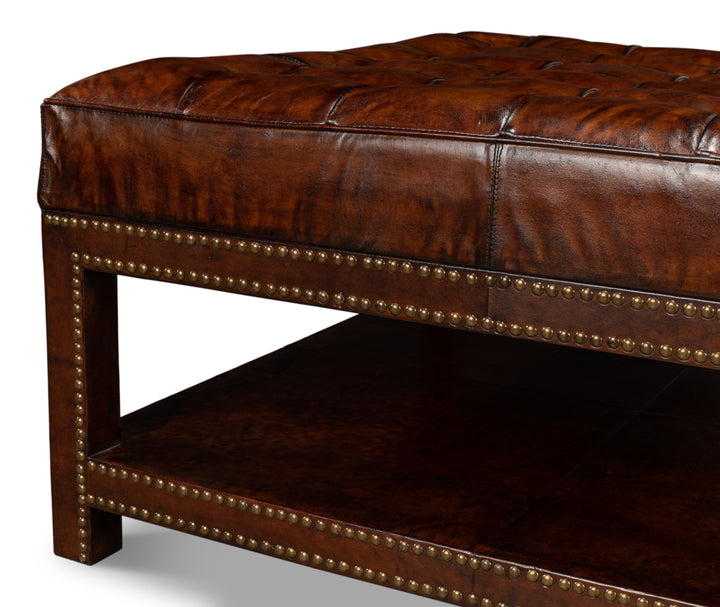 American Home Furniture | Sarreid - Vintage Tufted Ottoman