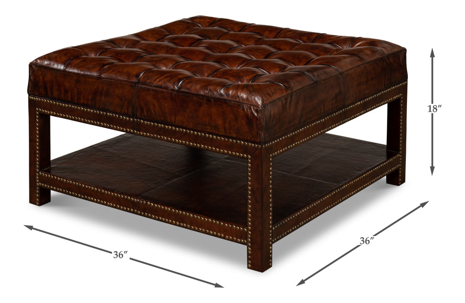 American Home Furniture | Sarreid - Vintage Tufted Ottoman