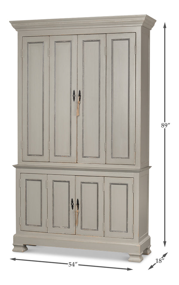 American Home Furniture | Sarreid - French Grey Cupboard