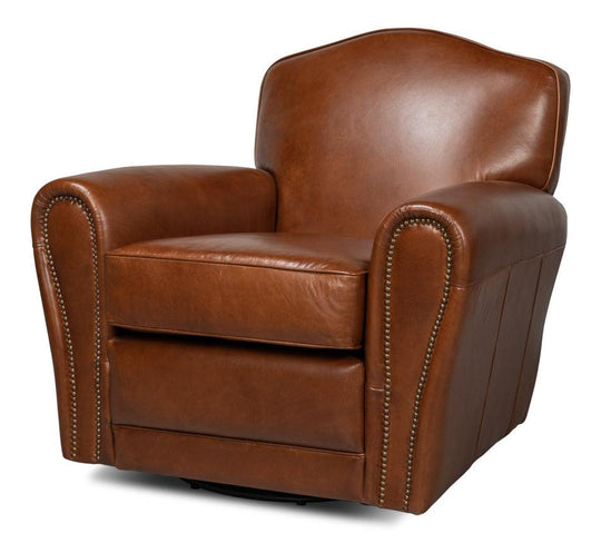 Sarreid Elite French Club Swivel Chair ACCENT + LOUNGE CHAIRS
