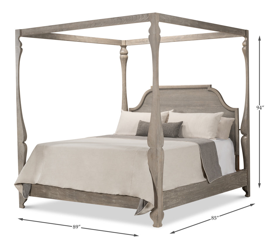 American Home Furniture | Sarreid - Madeline Bungalow Bed - King - Moonskin